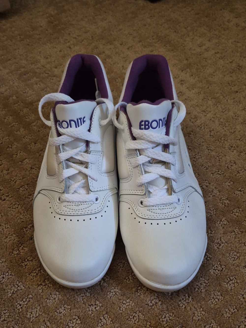 EBONITE White Bowling Shoes with Purple Lining 8.5 Womens